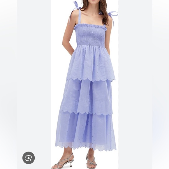 Hill House Dresses & Skirts - Smocked Tie-Shoulder Tiered Maxi Dress - Lavender